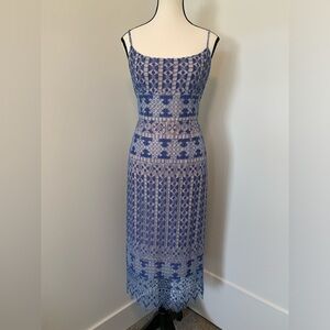 BCBG Max Azria Lace Overlay Midi Dress size 8